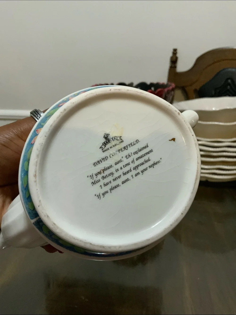 Vintage Sadler David Copperfield Charles Dickens Teapot Made in England w/ Lid